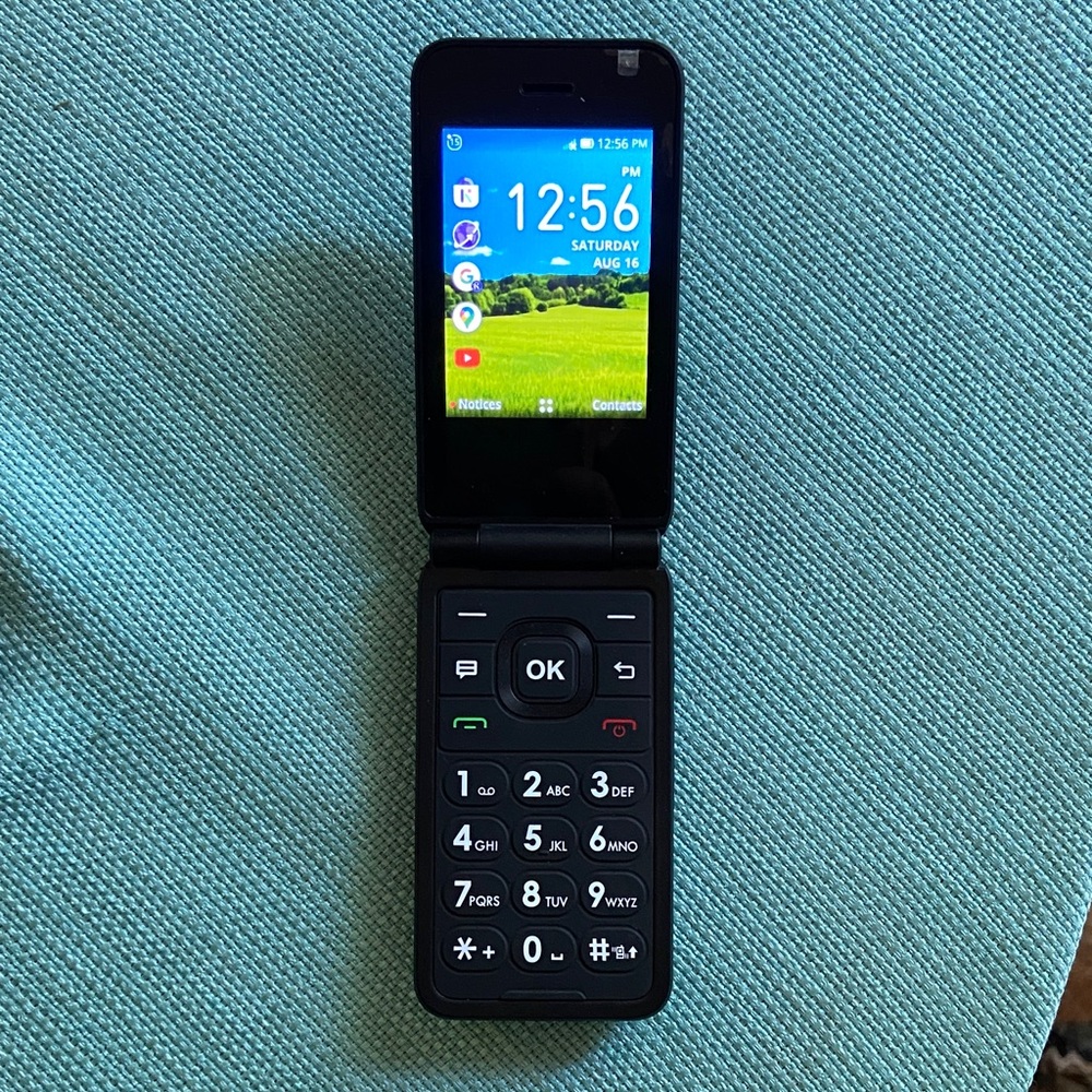 Compact Blue & Black Flip Phone